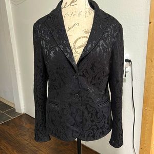 New York & Company Black Lace Suit Size Large